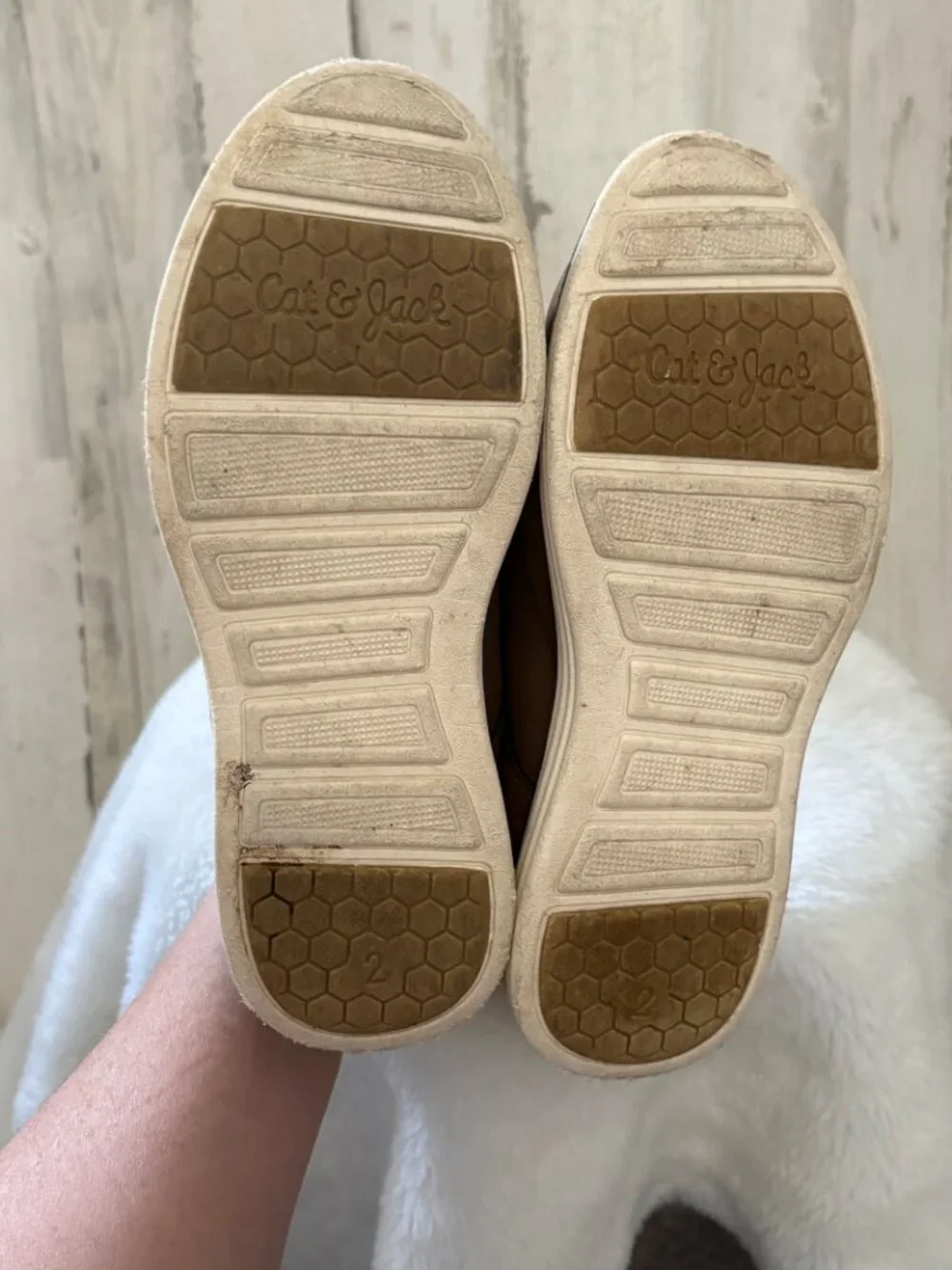 Cat & Jack Little Boys Size 2 Lace Up Brown Casual Shoes Rubber Soles